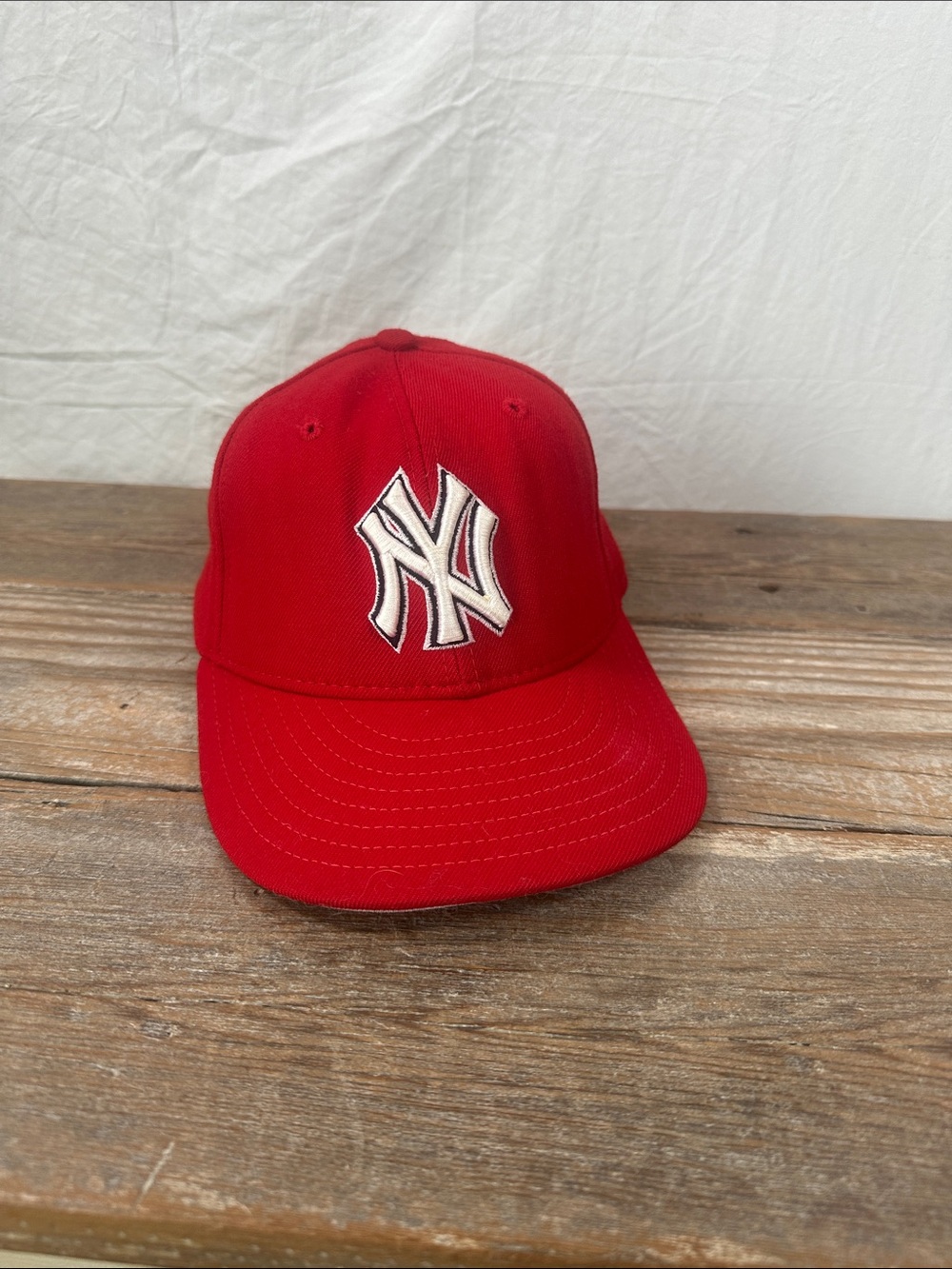 New Era Red Kids NY Baseball Cap with White Logo